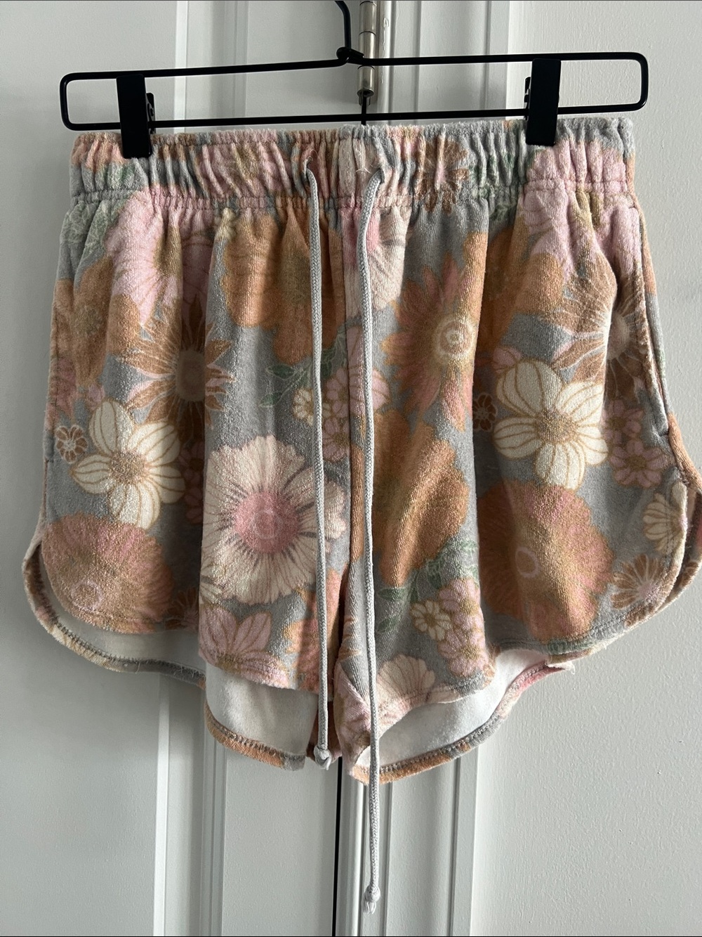 wild fable Pastel Floral Terry Drawstring Shorts - Gray, Peach, Pink